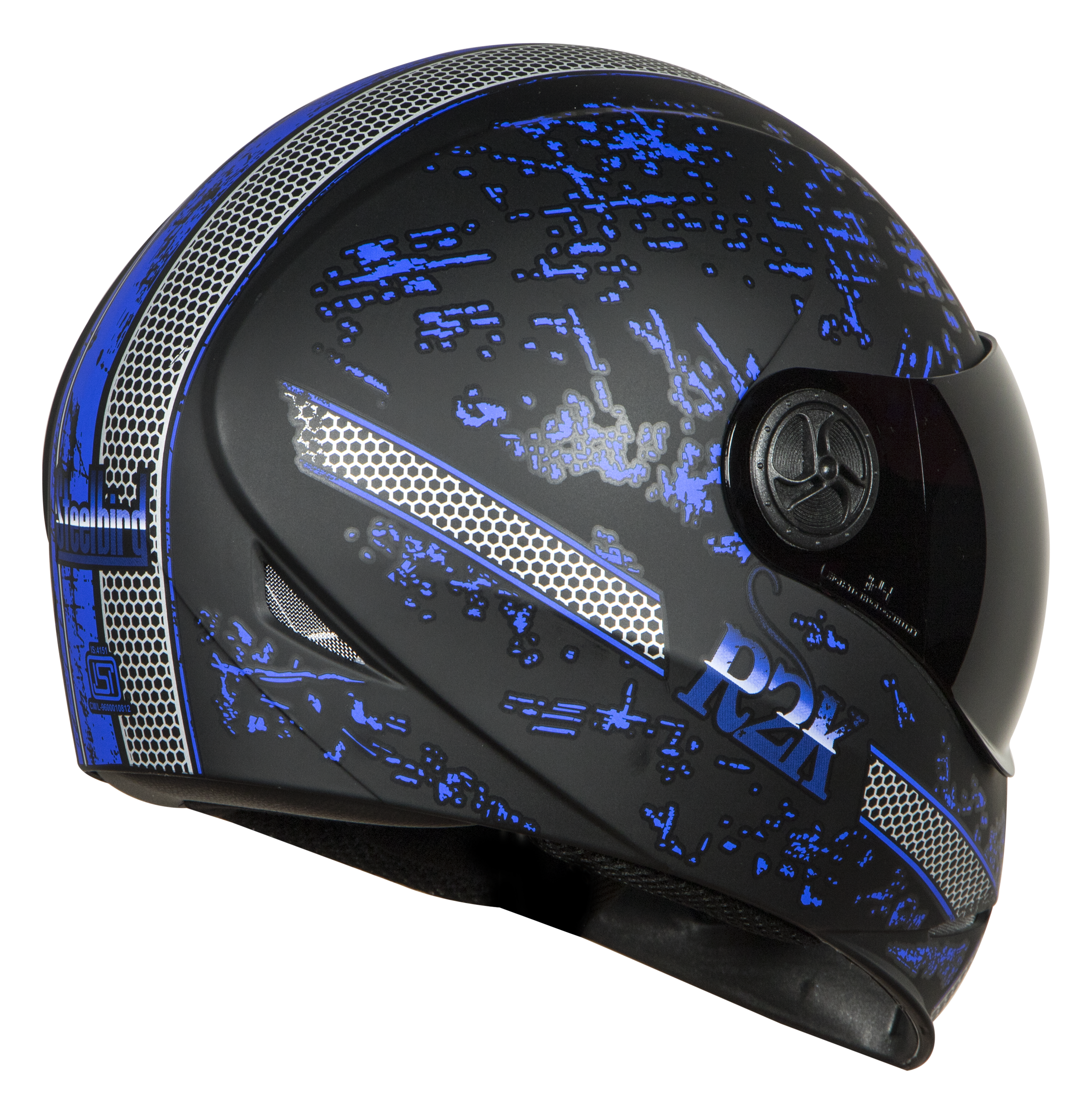 SBH-1 Adonis R2K Glossy Black With Blue ( Fitted With Clear Visor Extra Smoke Visor Free)